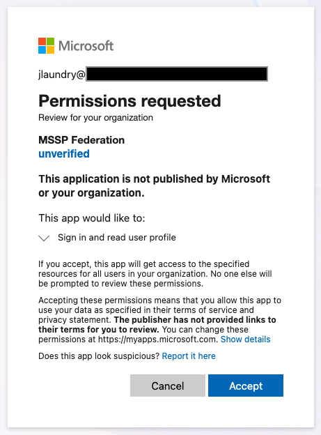 A screenshot showing an Entra admin consent screen
